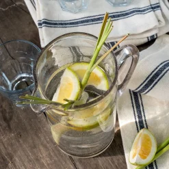 Carafe avec anse en verre bullé 1,1L - transparent