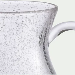 Carafe avec anse en verre bullé 1,5L - transparent