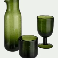 Carafe en verre bullé 83cl - vert avocado