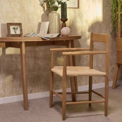 Chaise avec accoudoirs en bois de chêne - naturel
