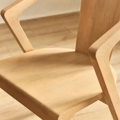 Chaise avec accoudoirs en bois d'acajou - bois clair
