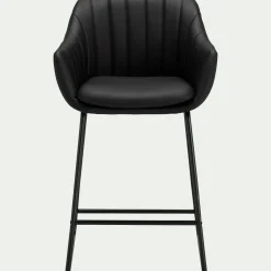 Chaise de bar avec accoudoirs en polyuréthane - noir