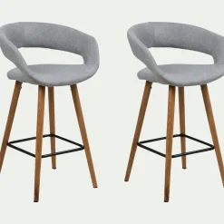 Chaise de bar en tissu avec accoudoirs H65,5cm - gris