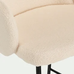 Chaise de bar en tissu bouclette H65cm - blanc