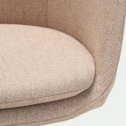 Chaise de bureau rotative en tissu et bois - beige