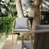 Chaise de jardin avec accoudoirs en aluminium effet bois - gris