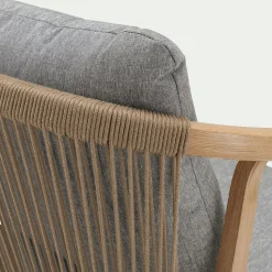 Chaise de jardin avec accoudoirs en aluminium effet bois - gris