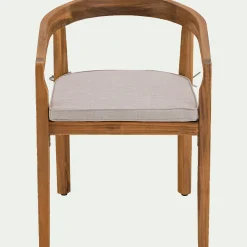 Chaise de jardin avec accoudoirs en acacia avec coussin - bois clair