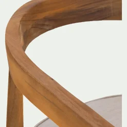 Chaise de jardin avec accoudoirs en acacia avec coussin - bois clair