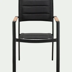 Chaise de jardin avec accoudoirs en aluminium et textilène - noir