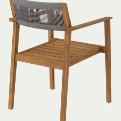 Chaise de jardin avec accoudoirs en teck FSC et cordage - bois clair