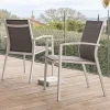 Chaise de jardin avec accoudoirs en aluminium - gris