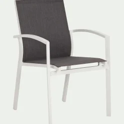 Chaise de jardin avec accoudoirs en aluminium - gris