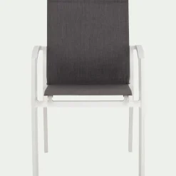 Chaise de jardin avec accoudoirs en aluminium - gris