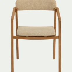 Chaise de jardin avec accoudoirs en teck massif - bois foncé