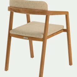 Chaise de jardin avec accoudoirs en teck massif - bois foncé