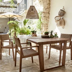 Chaise de jardin avec accoudoirs en acacia - bois foncé