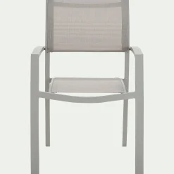 Chaise de jardin empilable avec accoudoirs en textilène - gris vésuve
