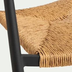 Chaise de jardin empilable avec accoudoirs en aluminium et résine tressée - gris anthracite