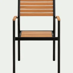 Chaise de jardin empilable avec accoudoirs en aluminium et eucalyptus - bois clair