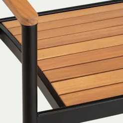 Chaise de jardin empilable avec accoudoirs en aluminium et eucalyptus - bois clair