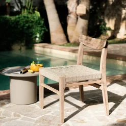 Chaise de jardin en acacia et assise en corde - bois foncé