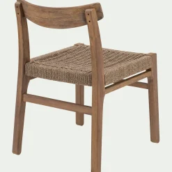 Chaise de jardin en acacia et assise en corde - bois foncé