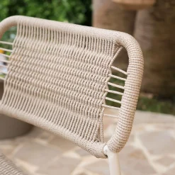 Chaise de jardin en acier et cordage - beige