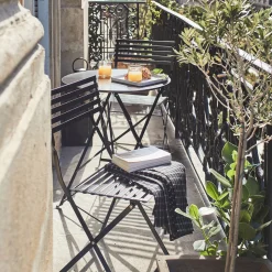 Chaise de jardin pliante en acier - noir