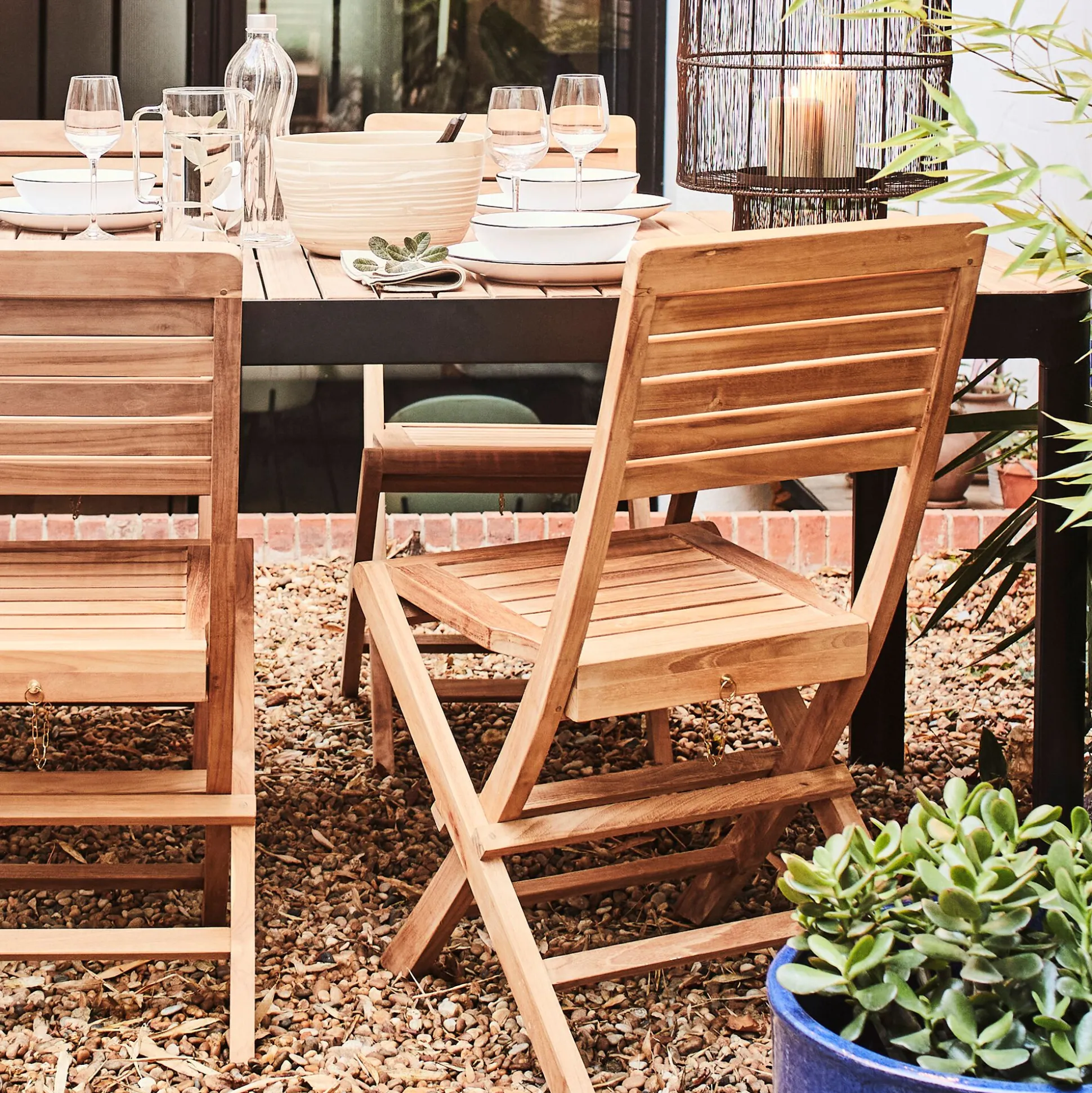 Chaise de jardin pliante en teck - bois clair