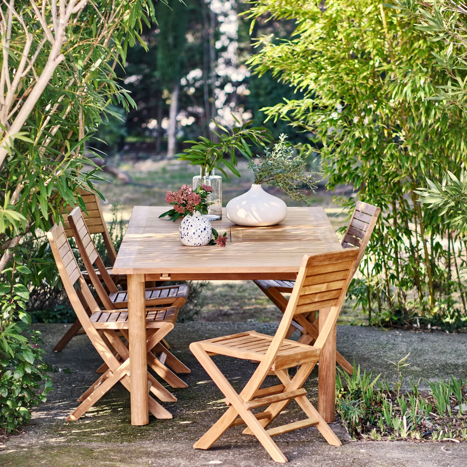Chaise de jardin pliante en teck - bois clair