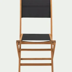 Chaise de jardin pliante en acacia huilé et tissu - noir