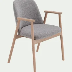 Chaise de repas avec accoudoirs en tissu - gris