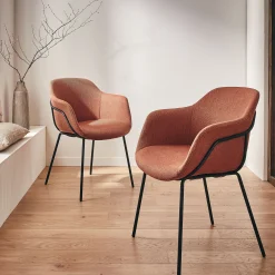 Chaise de repas avec accoudoirs en tissu - brun rustrel