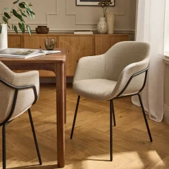 Chaise de repas avec accoudoirs en tissu - beige alpilles