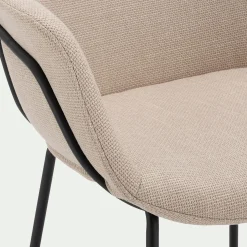 Chaise de repas avec accoudoirs en tissu - beige alpilles