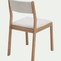 Chaise de repas en chêne massif et tissu - blanc écru