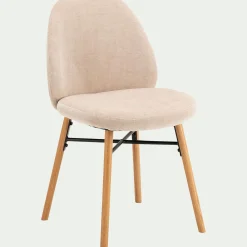 Chaise de repas en tissu et chêne - beige