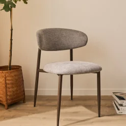 Chaise de repas en tissu et acier - gris