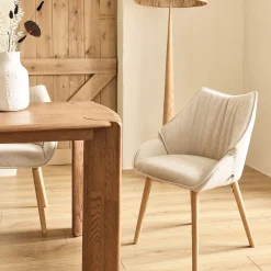 Chaise de repas en tissu - blanc écru