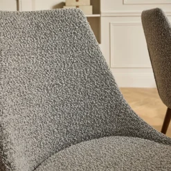 Chaise de repas en tissu bouclette rasé - gris clair