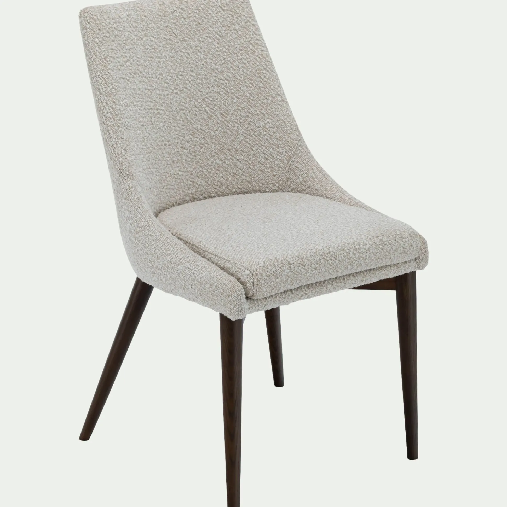 Chaise de repas en tissu bouclette rasé - blanc écru