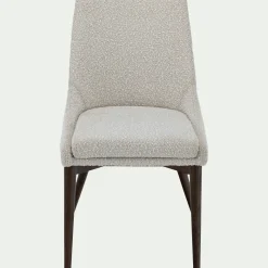 Chaise de repas en tissu bouclette rasé - blanc écru