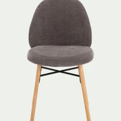 Chaise de repas en tissu et chêne - gris ardoise