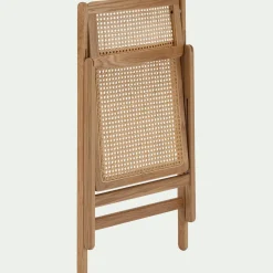 Chaise de repas pliante en hêtre et cannage - naturel