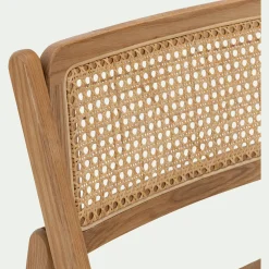 Chaise de repas pliante en hêtre et cannage - naturel