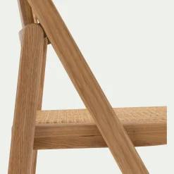 Chaise de repas pliante en hêtre et cannage - naturel