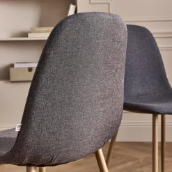Chaise en acier effet bois et tissu - gris ardoise