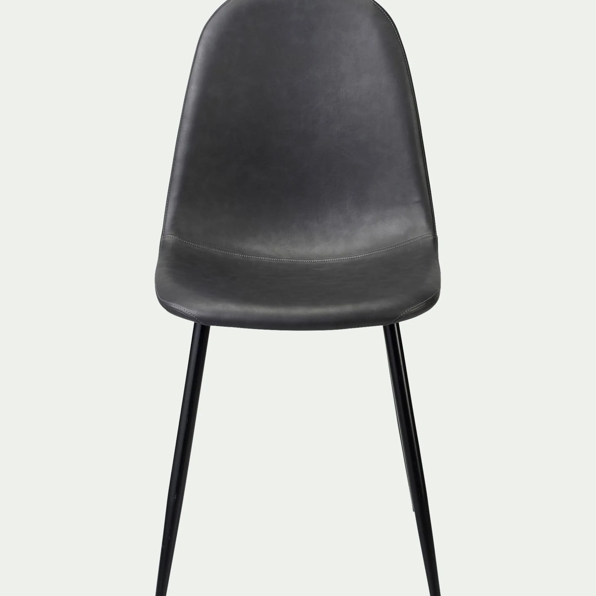 Chaise en acier et simili avec piètement noir - noir