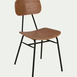 Chaise en bois de frêne et acier - bois foncé